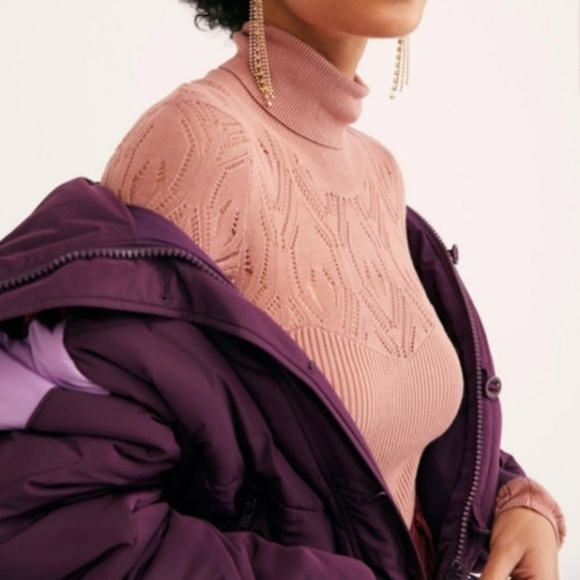 Free People Pretty Pointelle Turtleneck Bodysuit - Picture 4 of 6